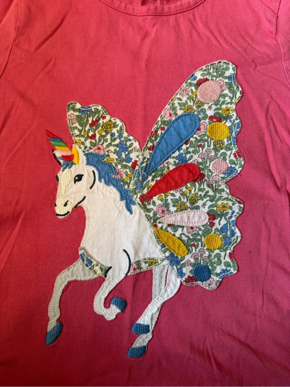 Mini Boden Pink Unicorn Long-Sleeve Shirt Size 7/8